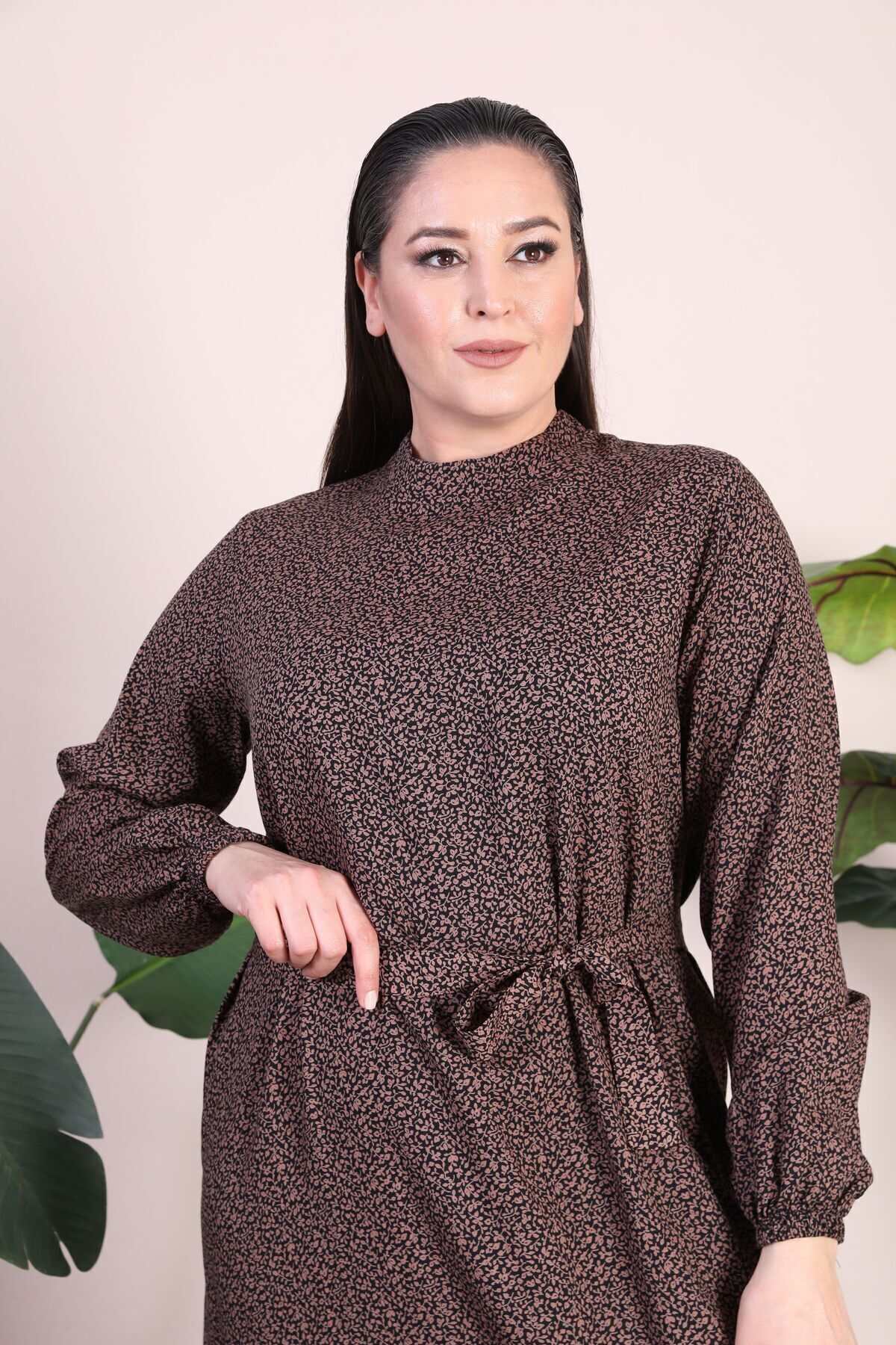Ferace-Îmbrăcăminte pentru femei Hijab Rochie Îmbrăcăminte de marime Plus Rochie cu model crocant guler dominant 3