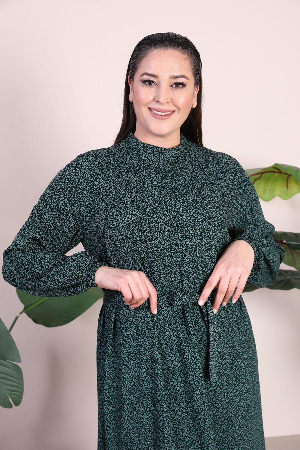 Ferace-Îmbrăcăminte pentru femei Hijab Rochie Îmbrăcăminte mărime mare Guler dominant Rochie cu model crocant 3
