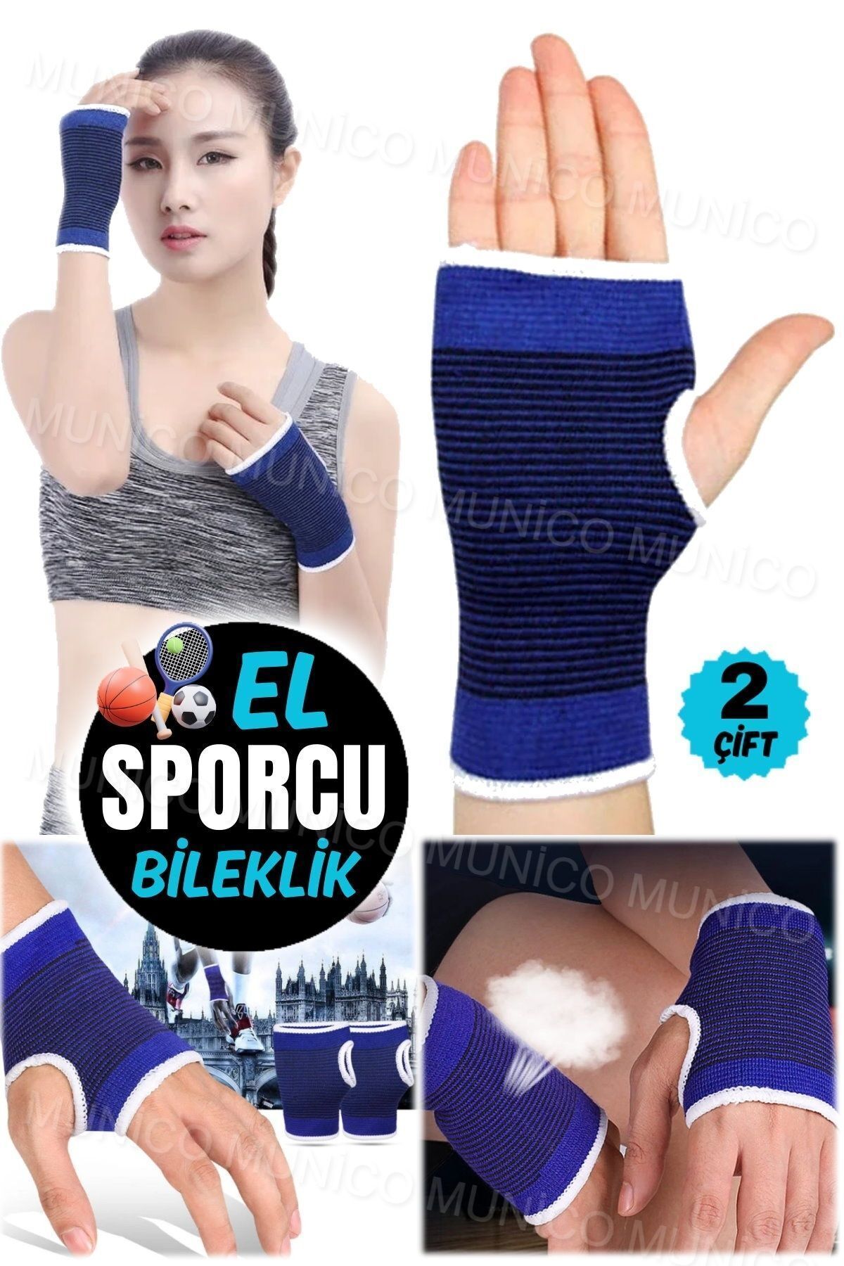 AboutThePerfect Mavi Spor Elastik El Bileği Desteği, Şok ve Nefes Alabilirlik Özelliği