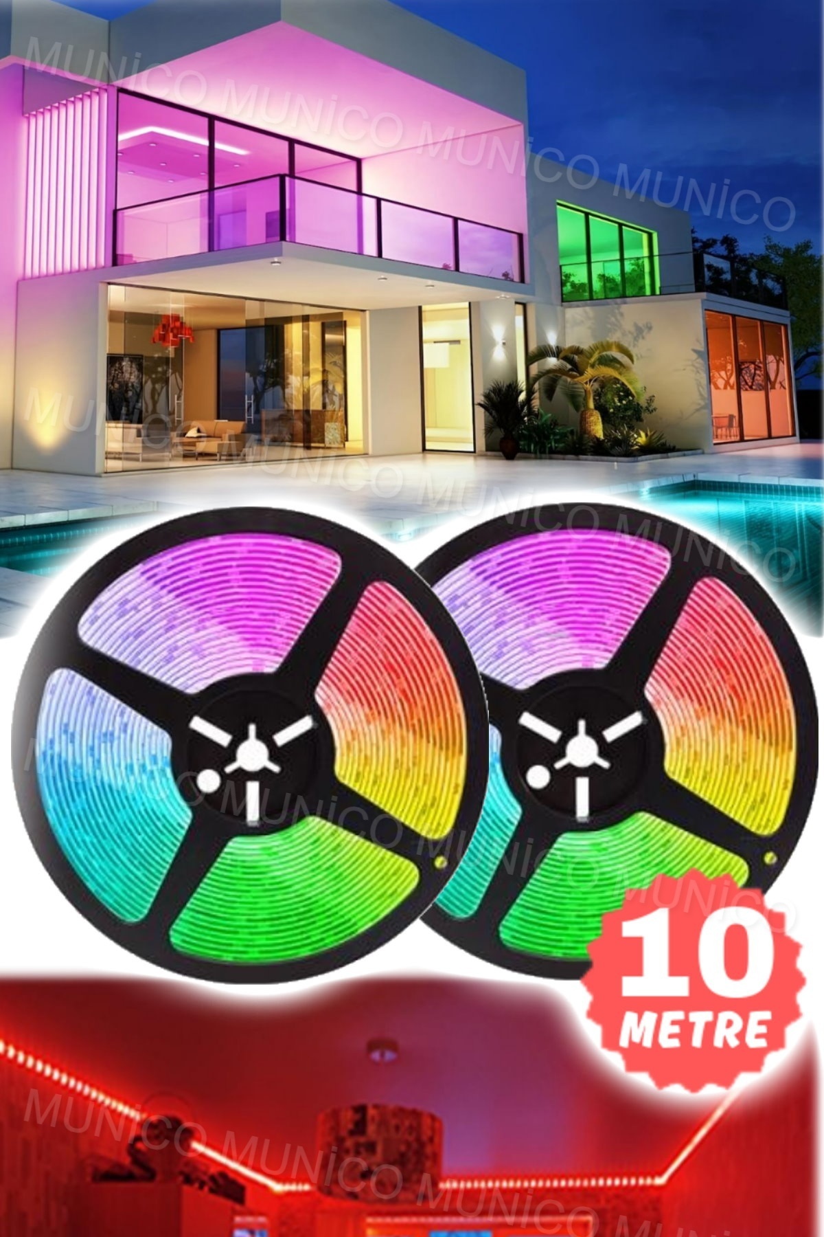 Resim Genel Markalar Kumandalı Rgb Lamba Şerit Led 5 Metre Aydınlatma 10 Mt Şerit Işığı LED Ambiyans Canlı Rgb 