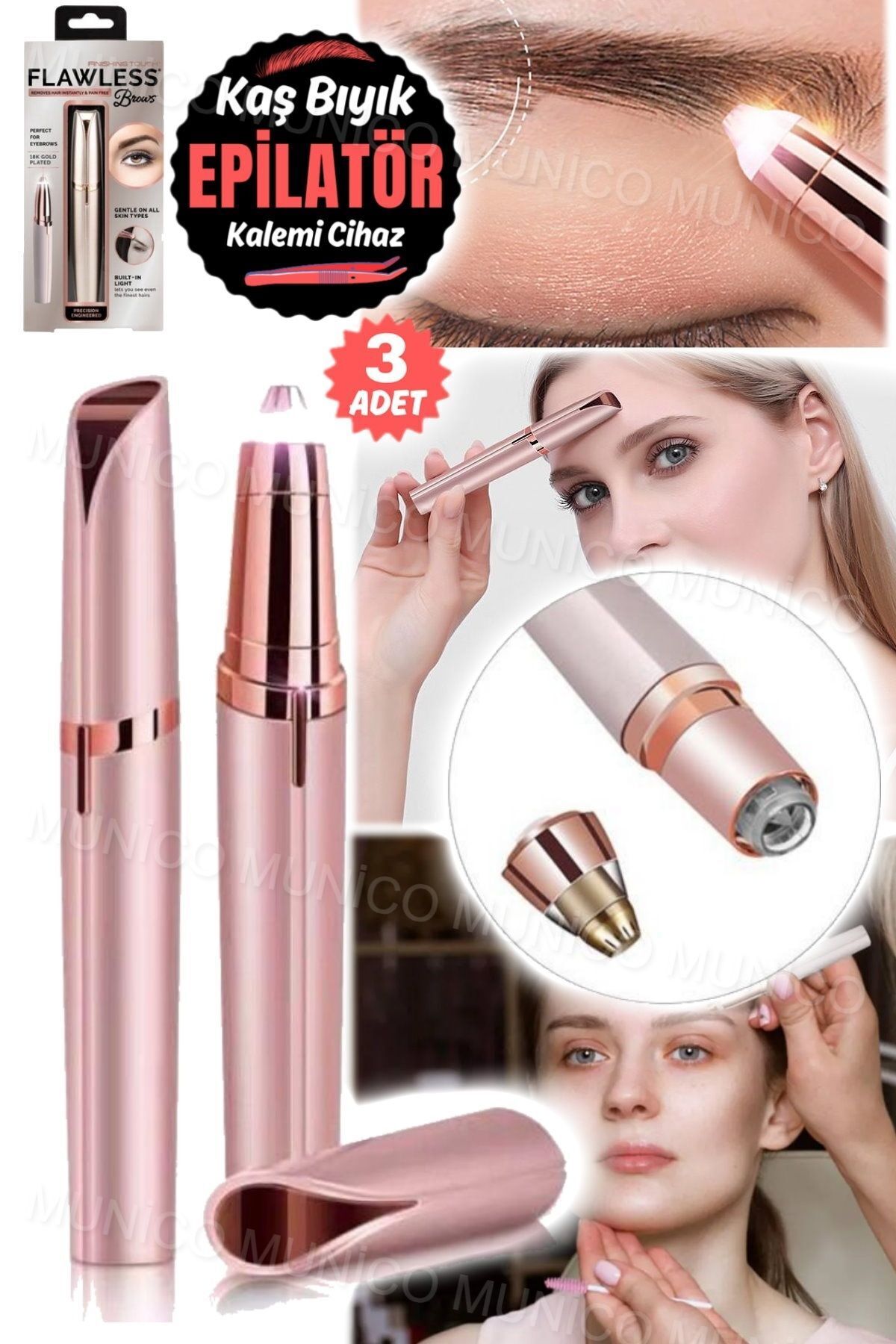 3 Adet Mini Şarj Edilebilir Kaş Düzeltici Makyaj Epilatörü Kaş Bıyık Alma Tıraş Makinesi Jilet — BBR32RY(3ADET) — تصویر 6 از 7