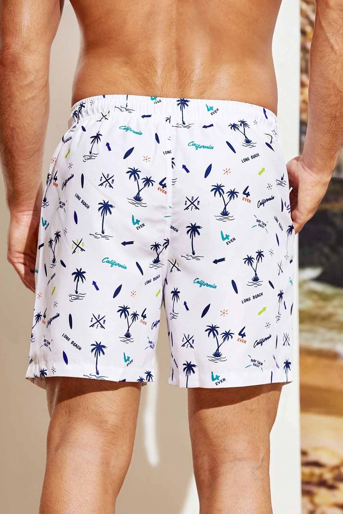 Angelsin-Badeshorts mit Taschen und Palmen-Print für Herren in Standardgröße 6