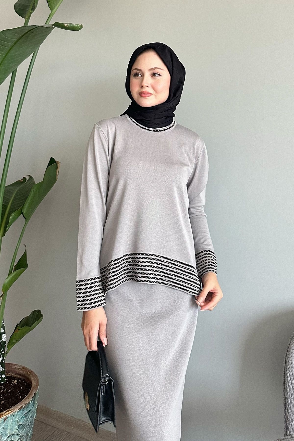 InStyle-Γκρι Σετ με Φούστα Piping Stripe 4