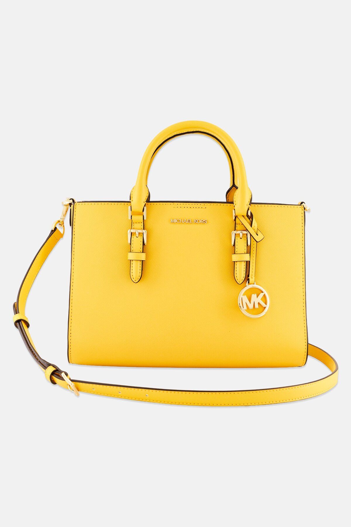 Michael Kors-حقيبة ساتشيل 2 في 1 للنساء بشعار Hardware مقاس 29.5 طول × 22 ارتفاع × 7 عرض، باللون الأصفر 3