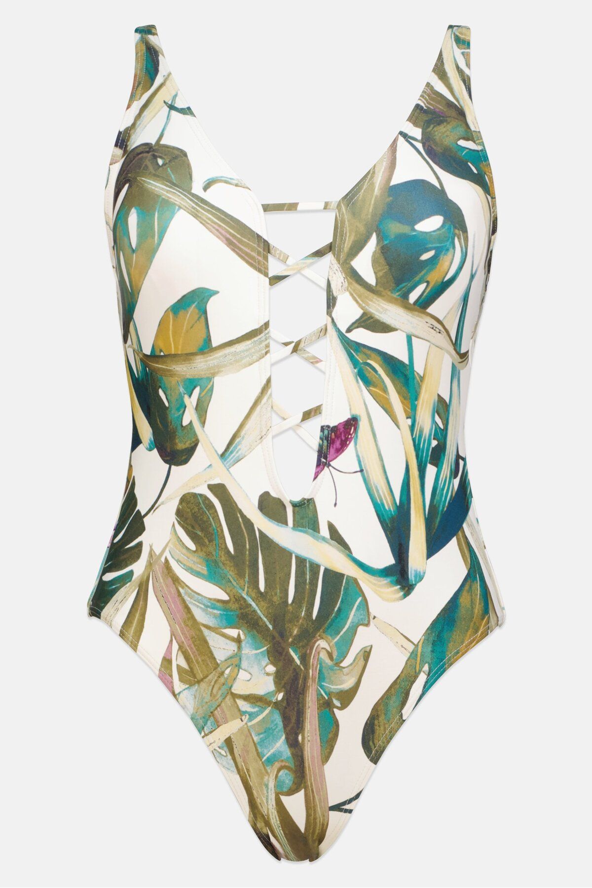 Vince Camuto-Women Padded One Piece All Over Printed Swimwear, Teal  Blue/White Combo 1