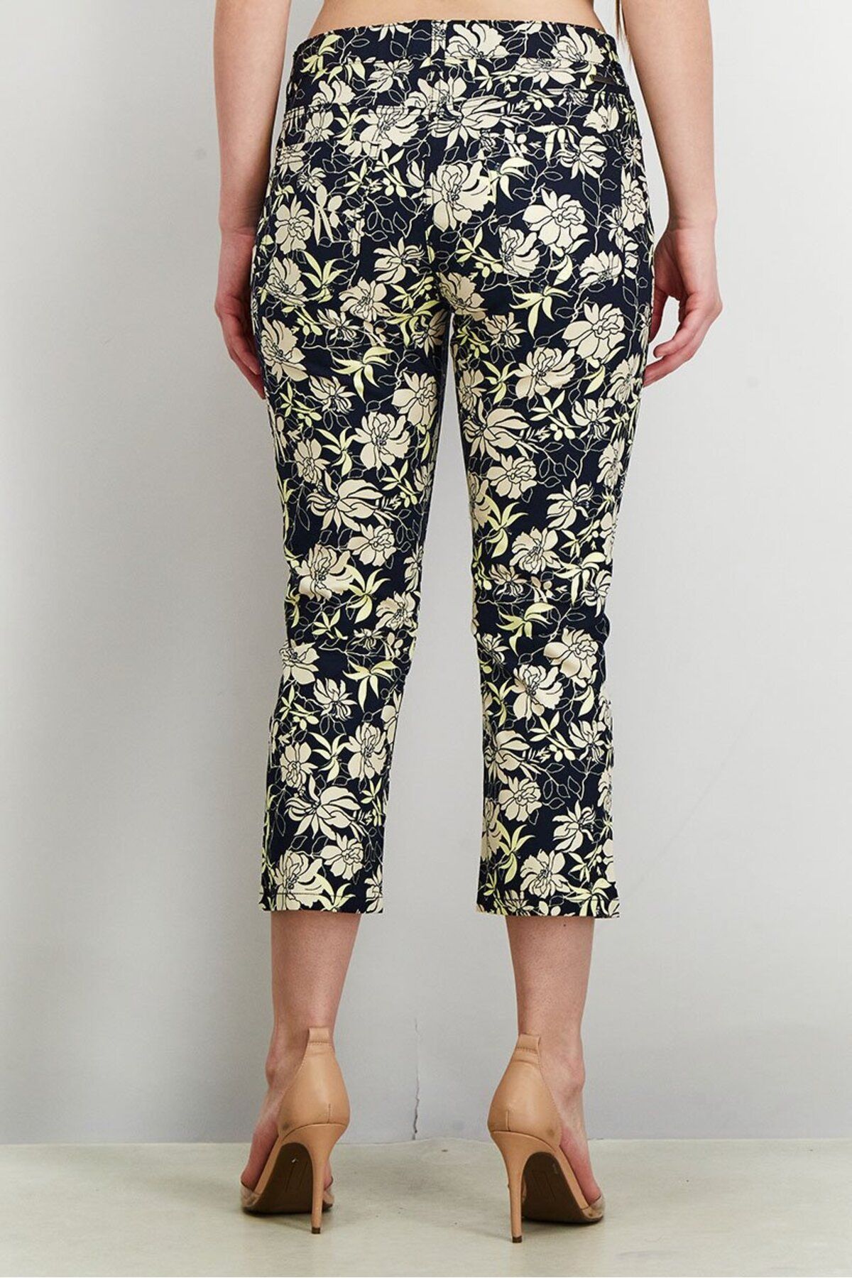 Esprit-Women Skinny Fit Stretchable Floral Pants, Navy Combo 4