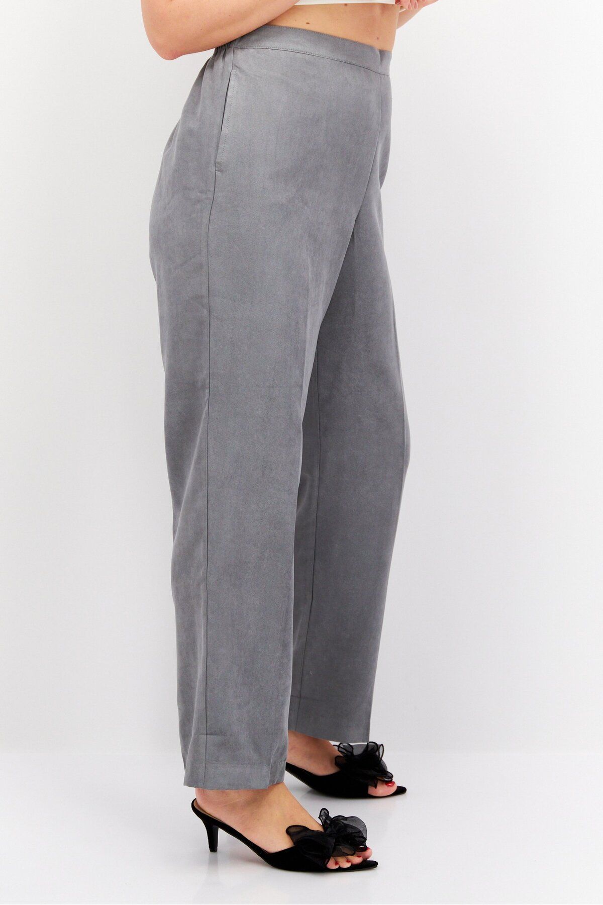 Alfred Dunner-Women Classic Fit Heather Straight Pants, Grey 2