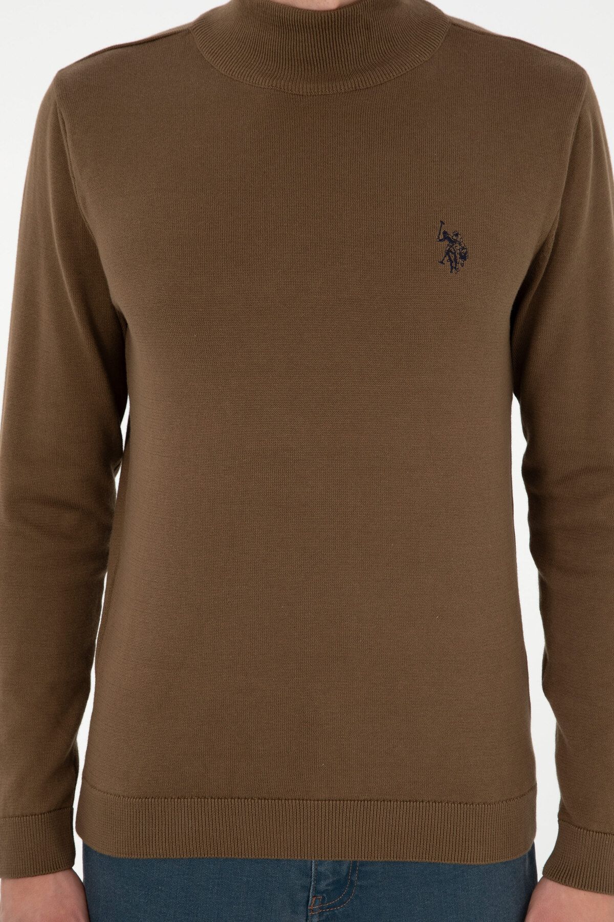 U.S. Polo Assn.-Men's Slim Fit Half Throat Khaki Basic Sweater 50293499 -Vr027 6