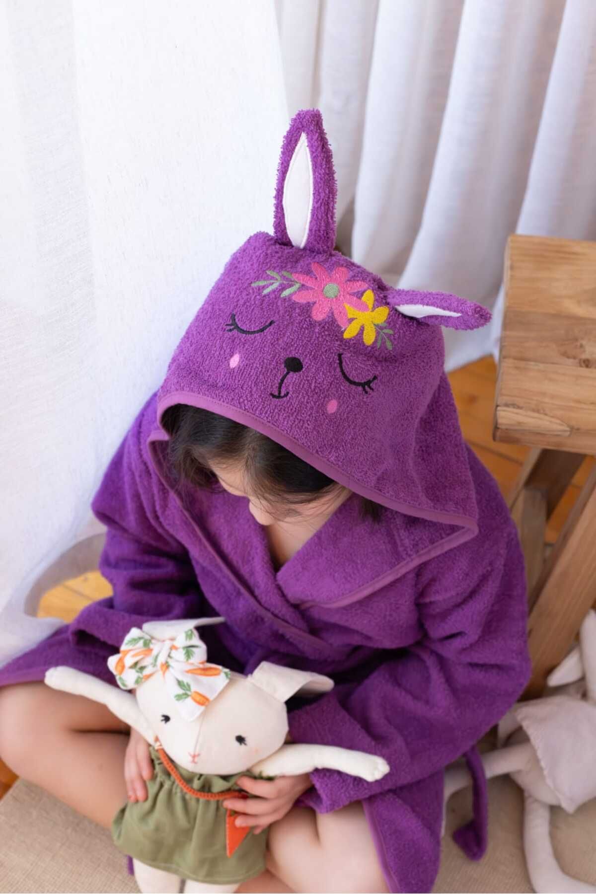 yk altın nevresim-Purple Children's Robe 2