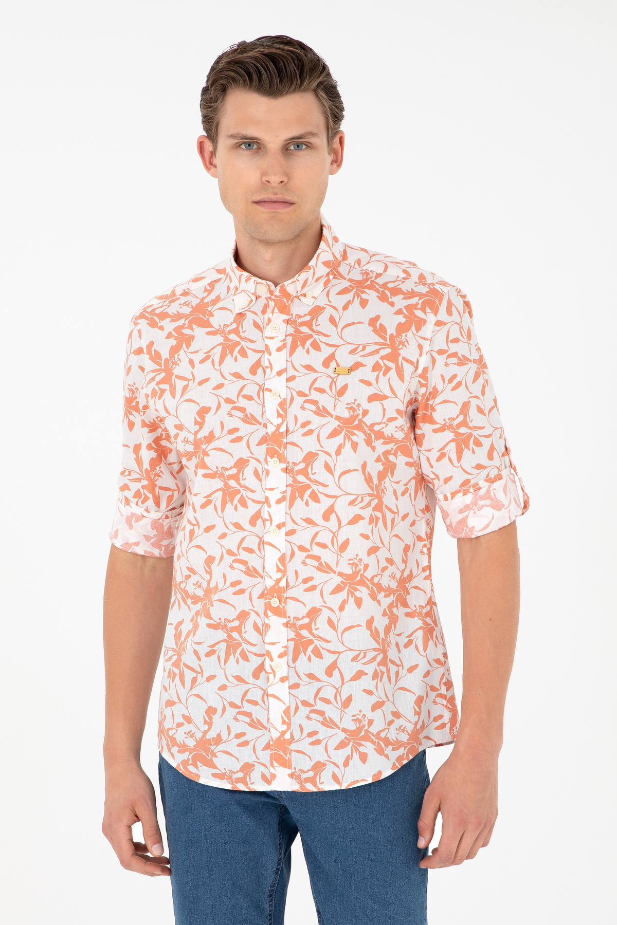 یو اس پولو پیراهن آستین بلند مردانه مدل Off White کد ۵۰۲۸۳۳۵۶-VR019