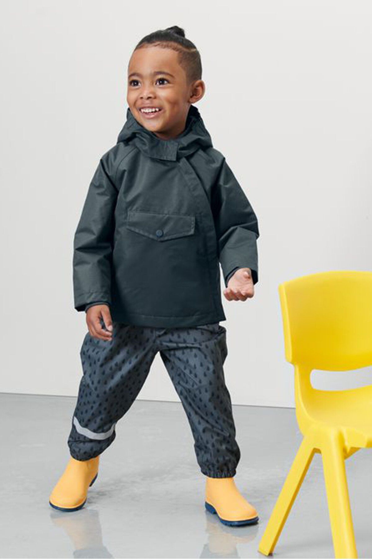 Tchibo-Toddlers Boy Hooded Plain Raincoat Jacket, Slate Grey 1