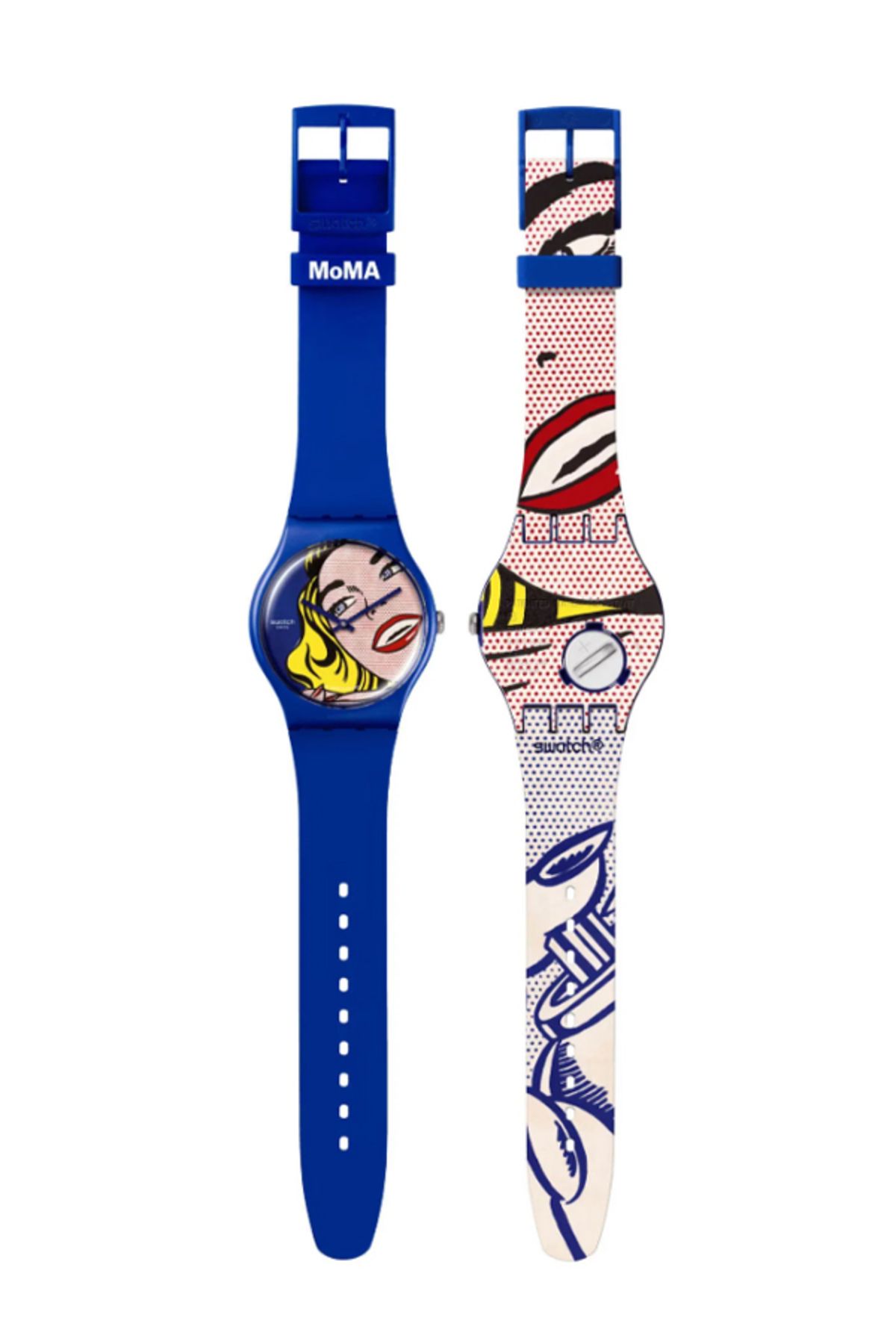 ساعت آبی مردانه و زنانه Suoz352 Sساعت مچی Girl توسط Roy Lichtenstein Swatch