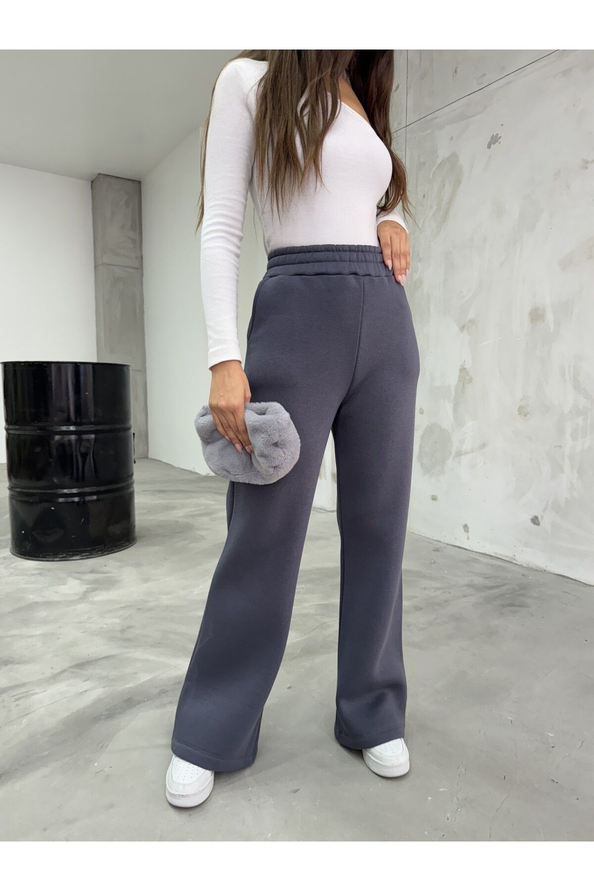 BİKELİFE-Elastische Damen-Jogginghose mit hoher Taille und drei Fäden 1