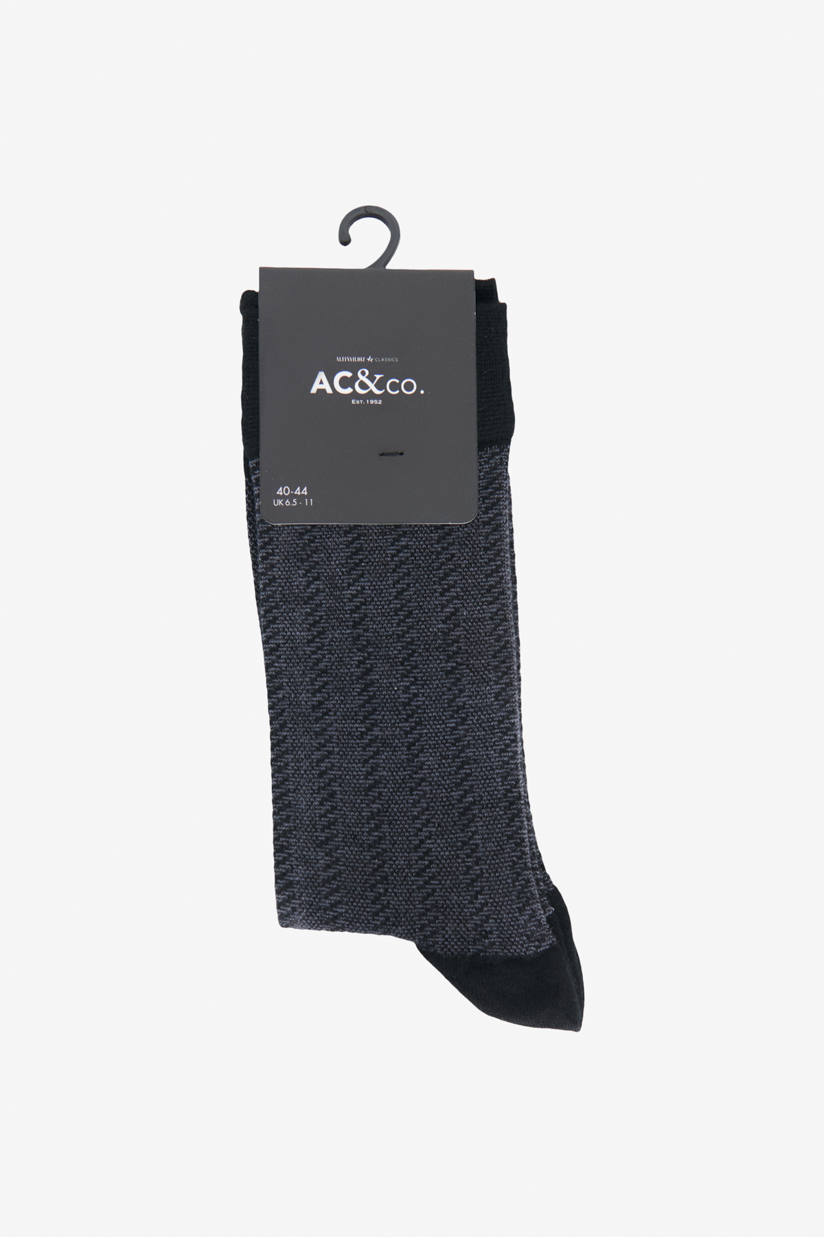 Erkek Siyah Bambu Tekli Desenli Çorap