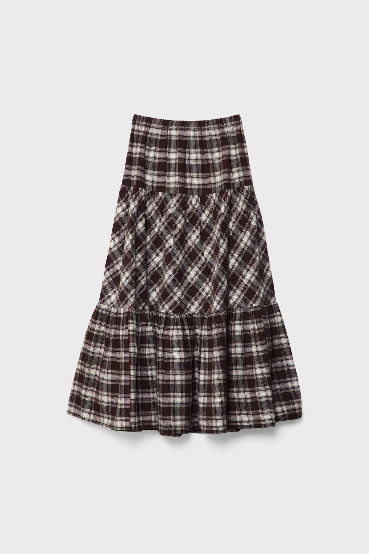 Stradivarius-Draped and Checkered Long Skirt 5