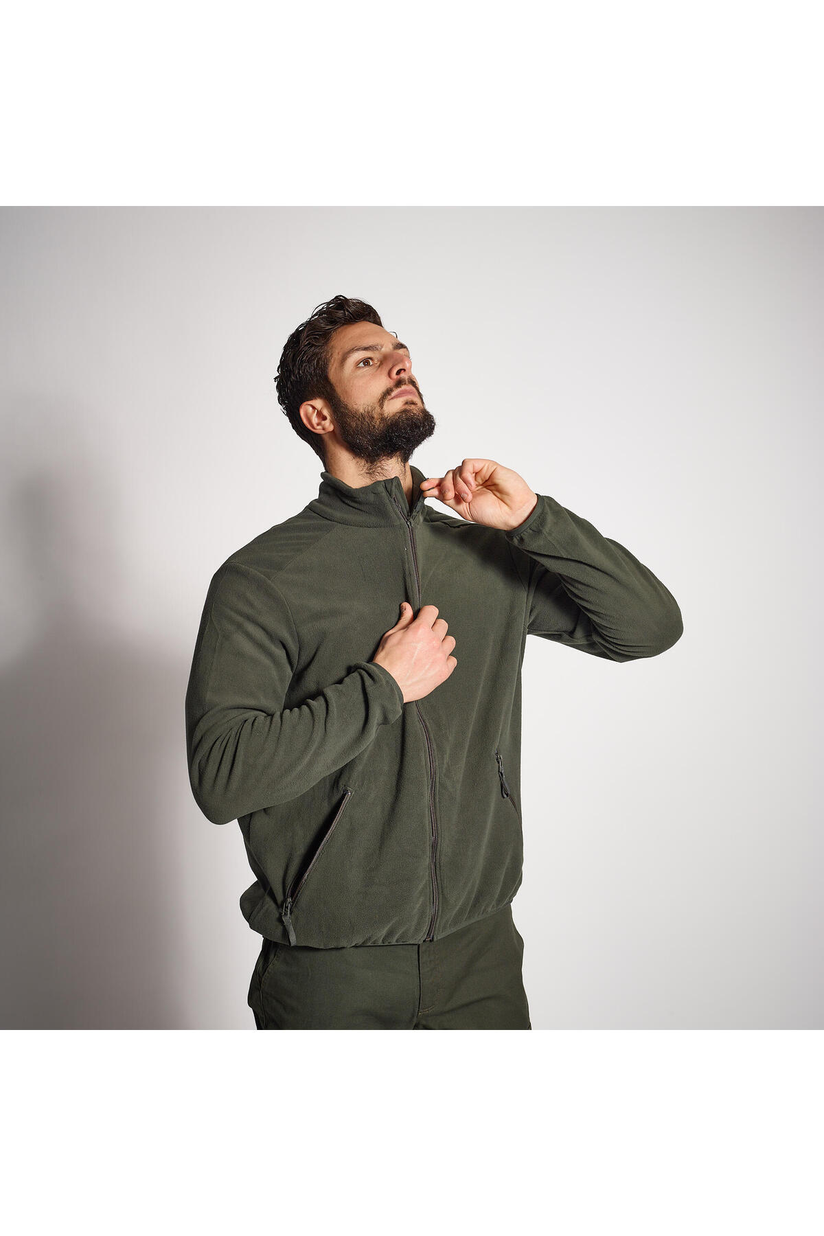 Decathlon Solognac Erkek Polar Hırka - Avcılık ve Doğa Gözlemi - Yeşil - 100 görsel 3