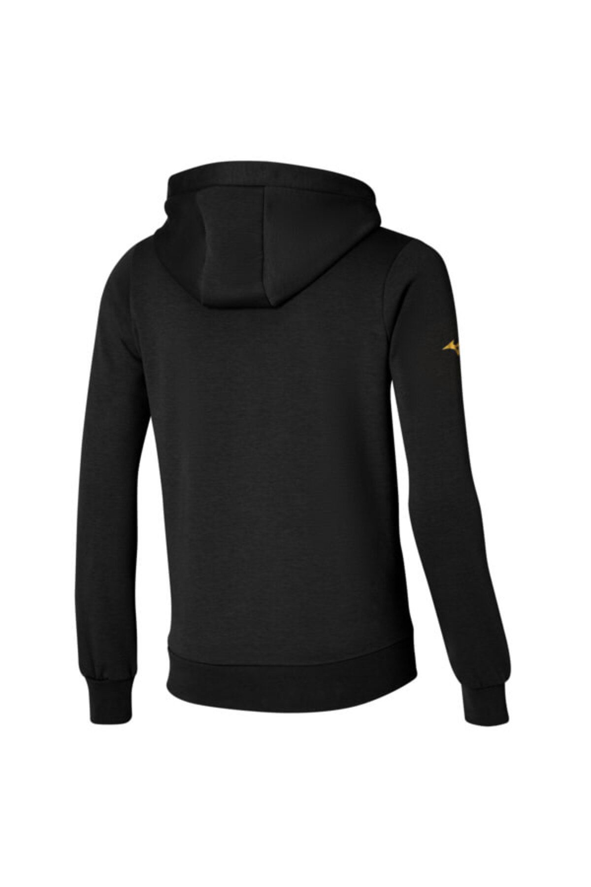 سویشرت ورزشی مشکی زنانه پیراهن کاپوت گرافیکی سیاه اورجینال Mizuno