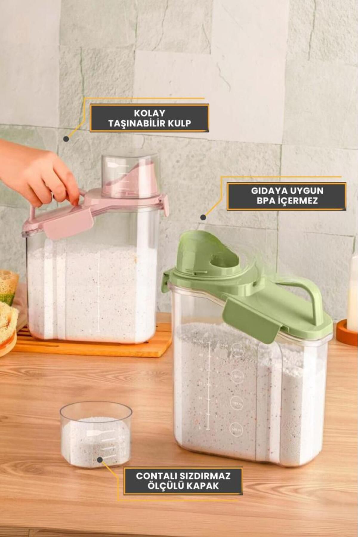 Flora-Multifunctional Flour, Pulses, Detergent Storage Container (Leakproof with Gasket) 1800 ml Set of 3 4
