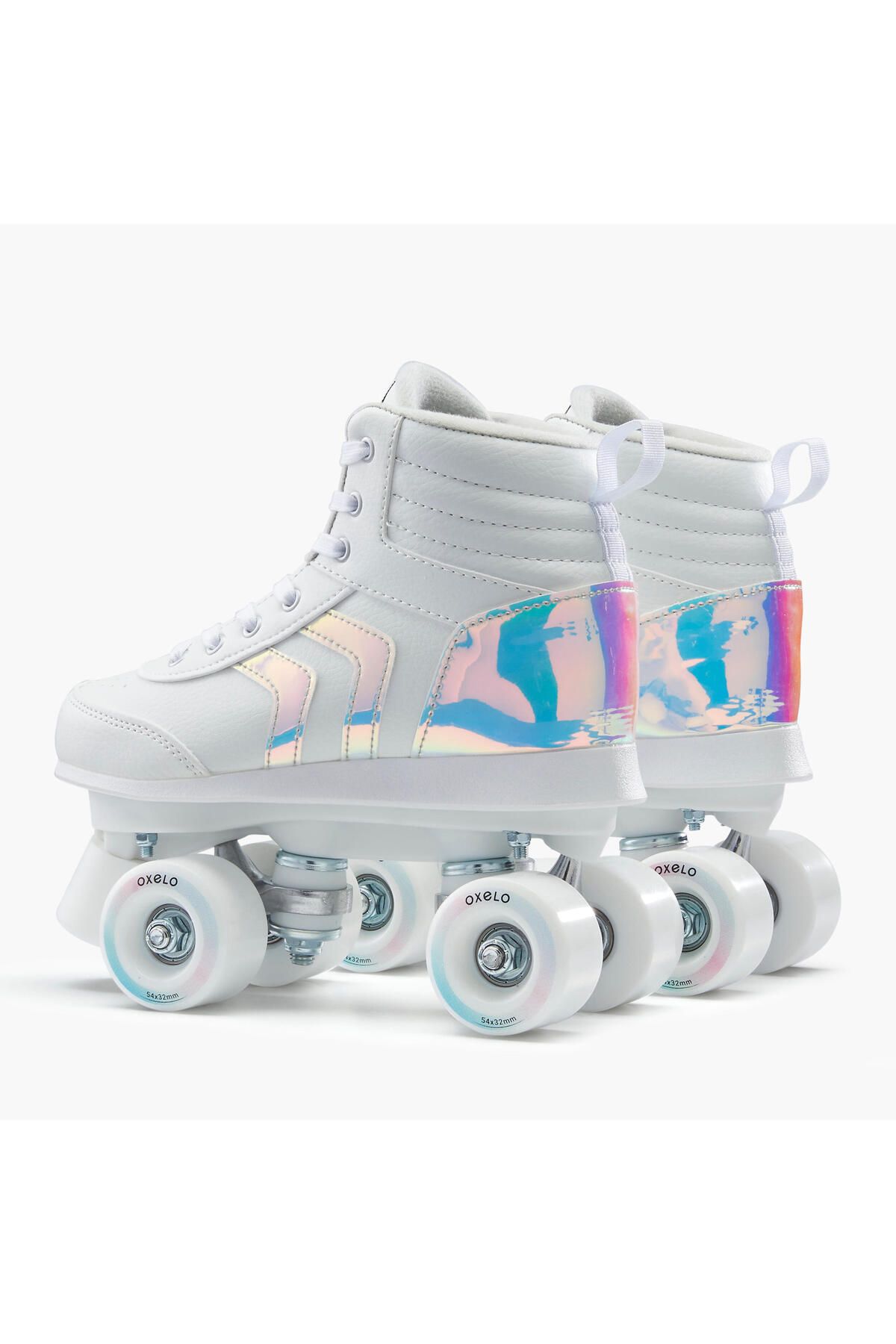 Decathlon-Oxelo Kids Skates - Holographic White - Quad 100 Jr 4