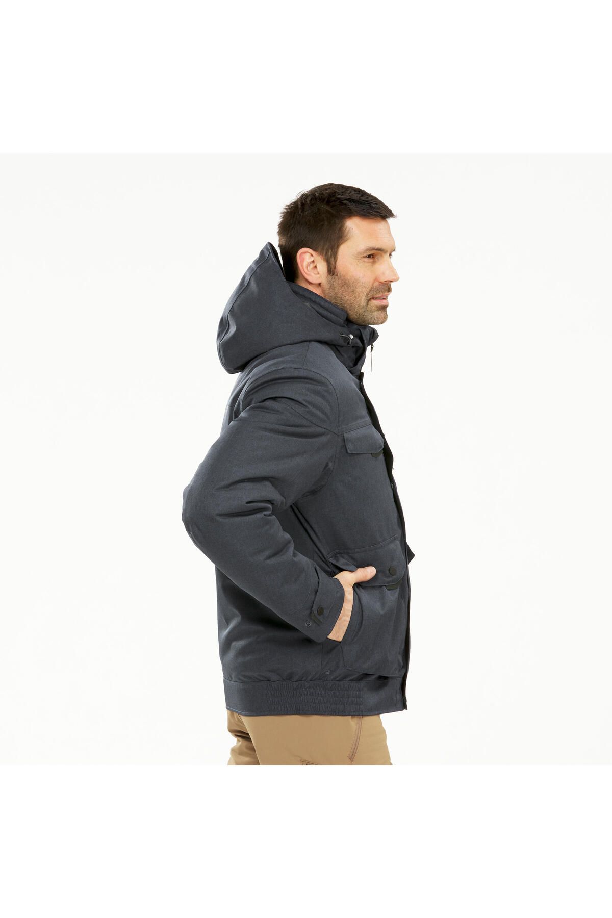 کاپشن ورزشی مشکی مردانه کت برفی در فضای باز زمستانی سیاه 10 ° C Decathlon
