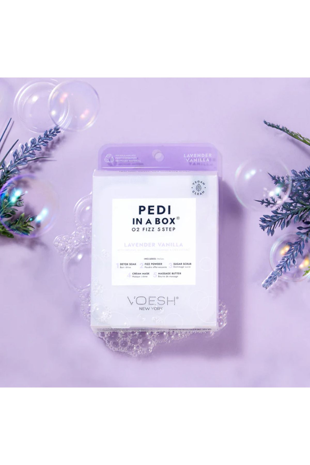 New York Pedi In A Box O2 Fizz Pedicure 5 Step Set Lavender Voesh