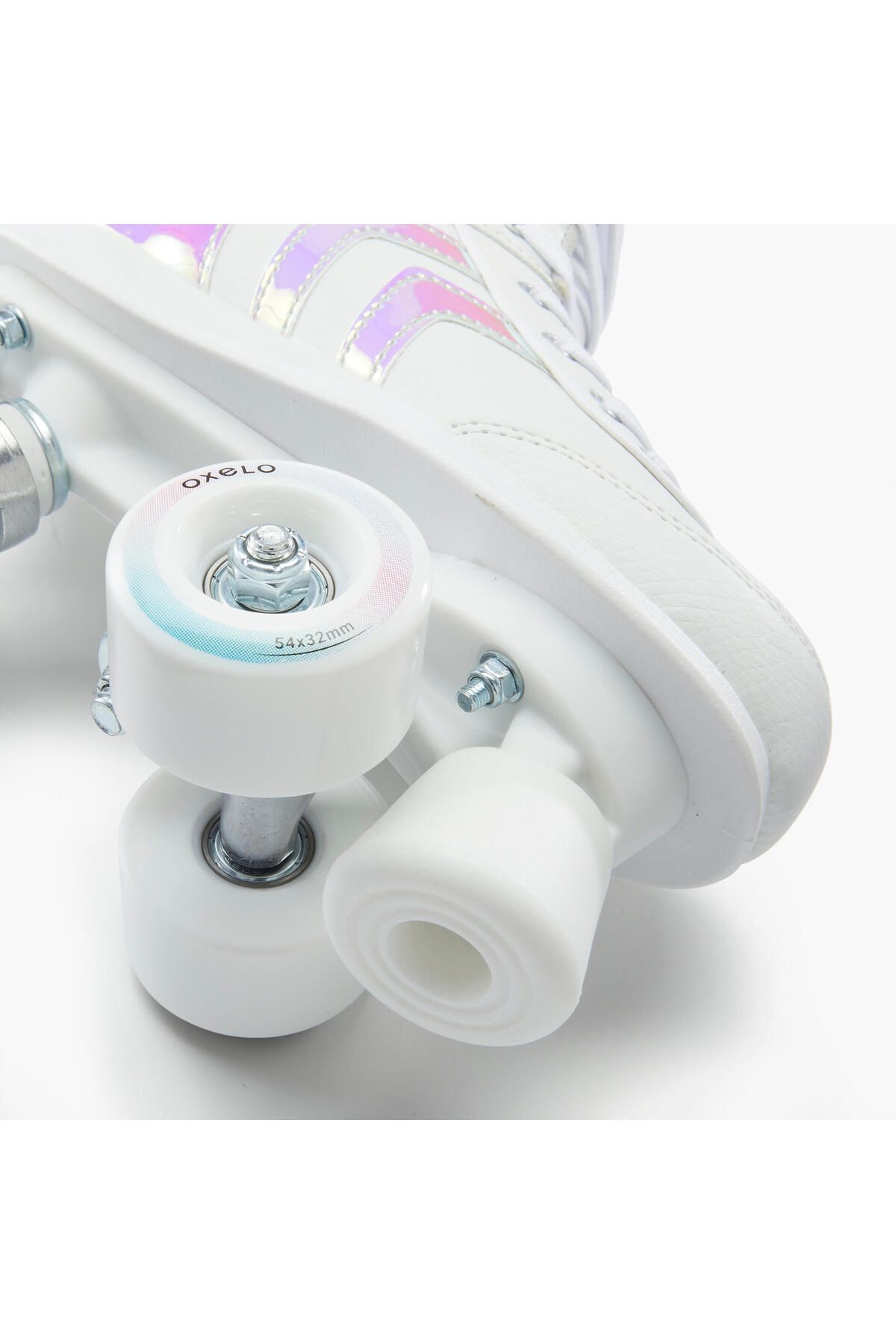 Decathlon-Oxelo Kids Skates - Holographic White - Quad 100 Jr 3