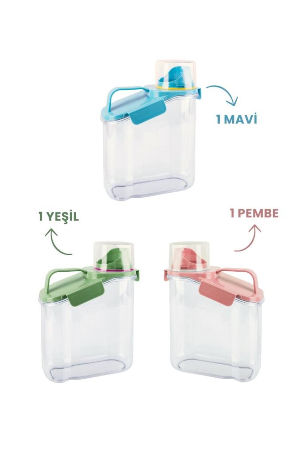 Flora-Multifunctional Flour, Pulses, Detergent Storage Container (Leakproof with Gasket) 1800 ml Set of 3 2
