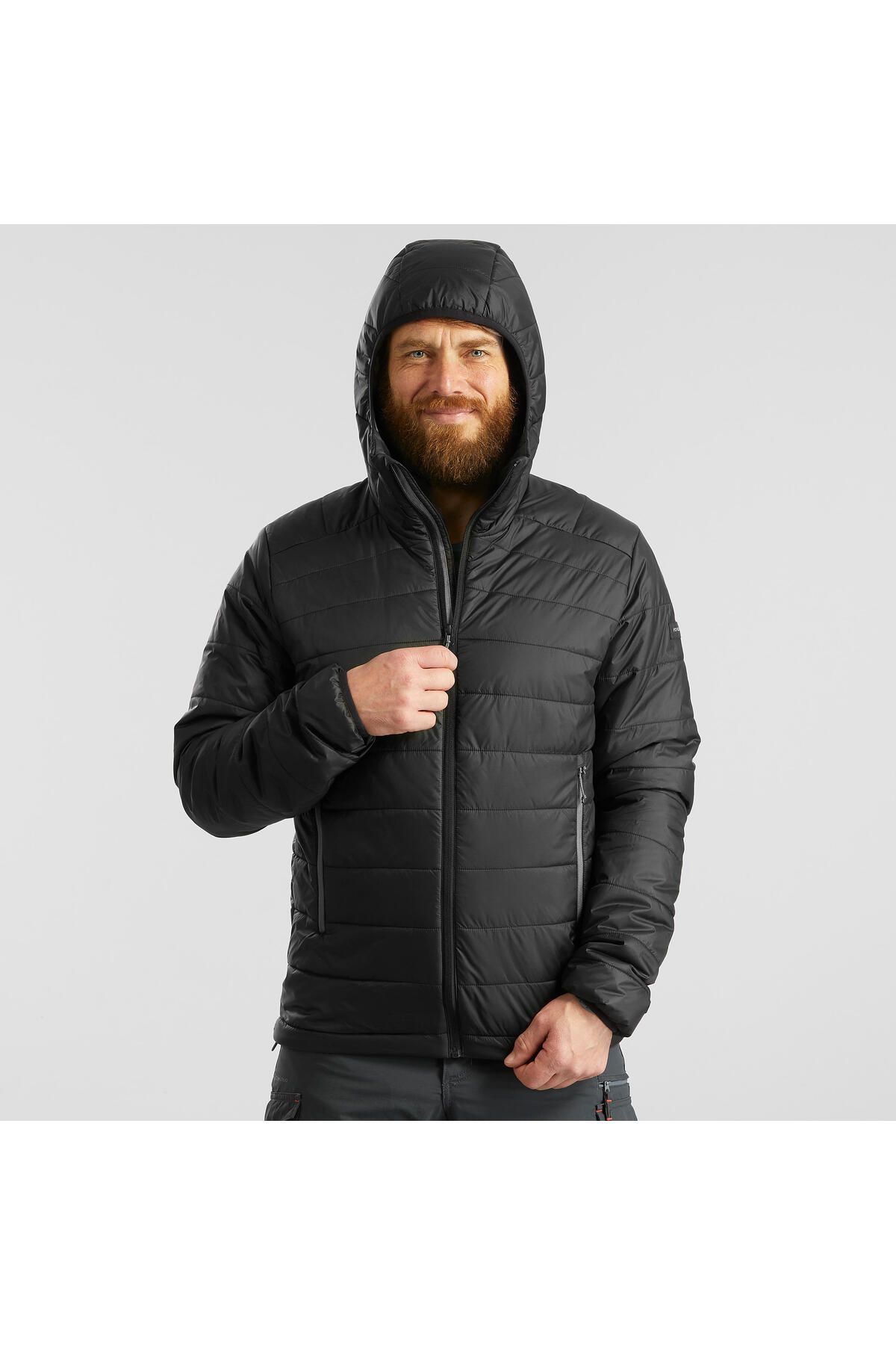 Decathlon Erkek Outdoor Trekking Kapüşonlu Şişme Mont - Sentetik / Haki - Mt100 -5°c