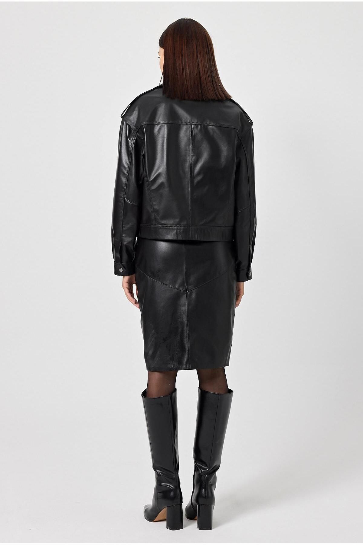 Deri Company-Emily Black Oversize Leather Coat 4