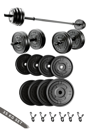 ygtsport 150 Cm Uzun Barlı 35 Kg Dambıllar ve  Ağırlık plakaları  Vücut Geliş...