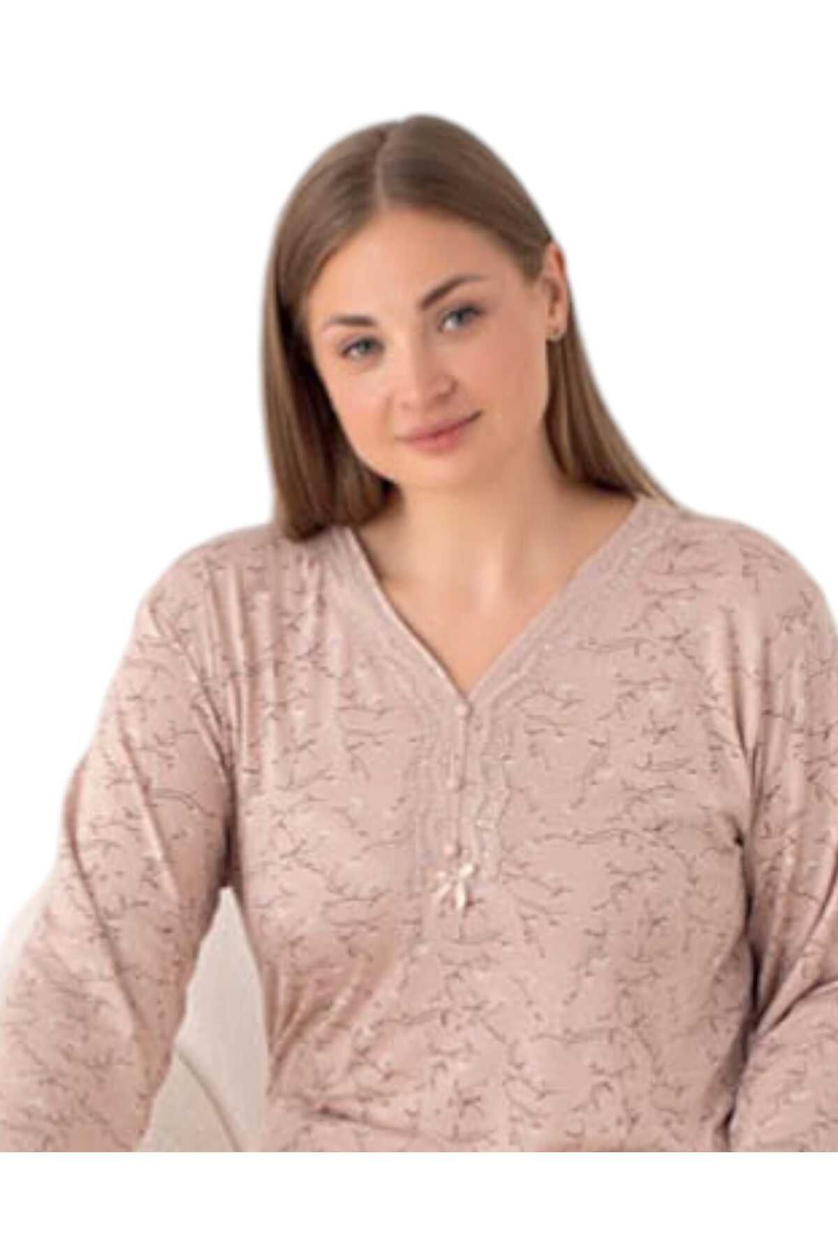 Fanilam-Long Sleeve Plus Size Viscose Women's Pajama Set 3