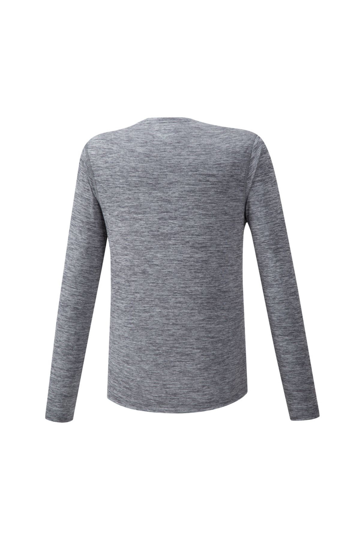 تی شرت ورزشی خاکستری مردانه Impulse Core آستین بلند T shirt Mizuno