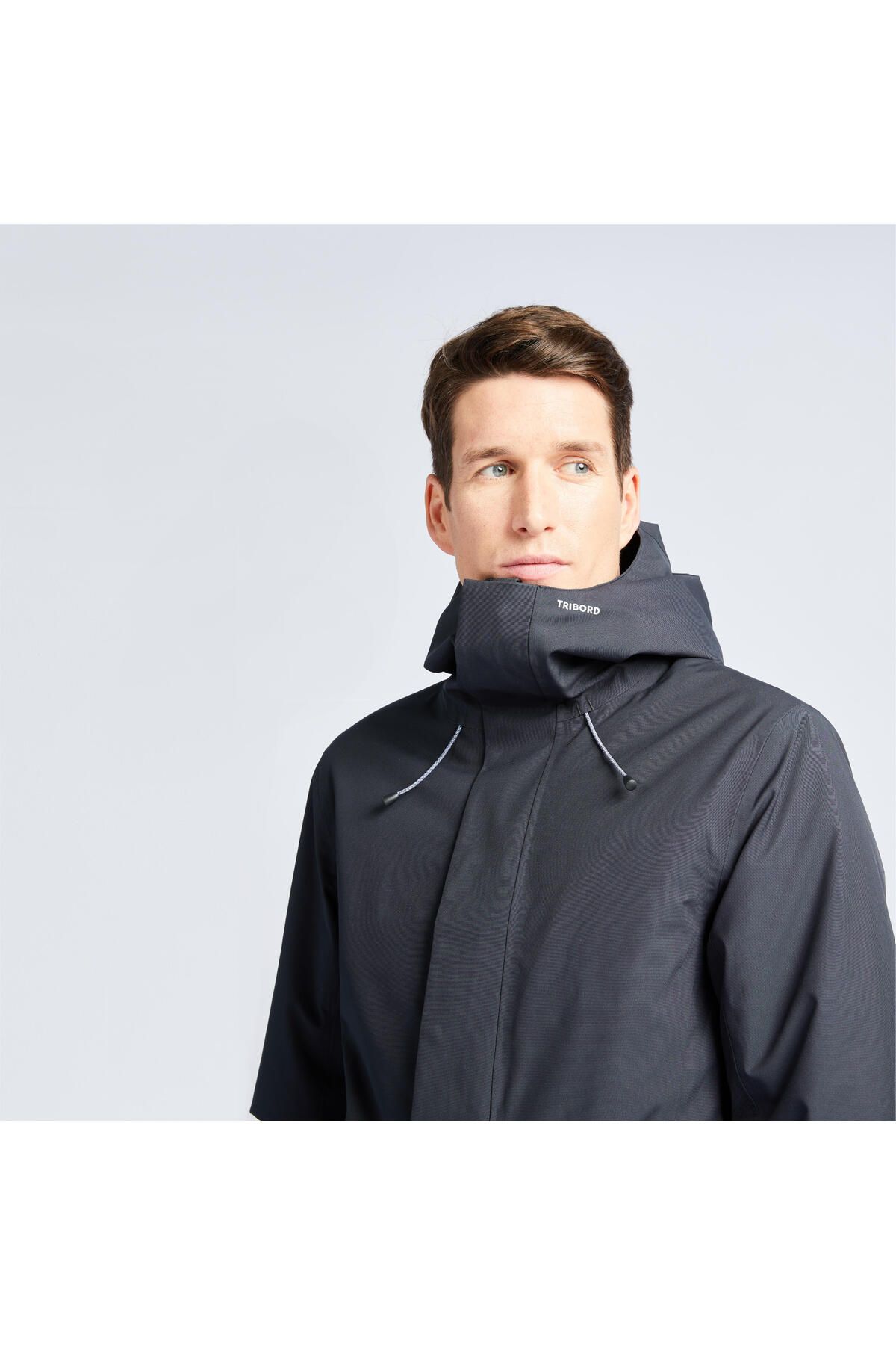 کاپشن ورزشی خاکستری مردانه کت ضخیم برش باد تیره قایقرانی 300 Decathlon