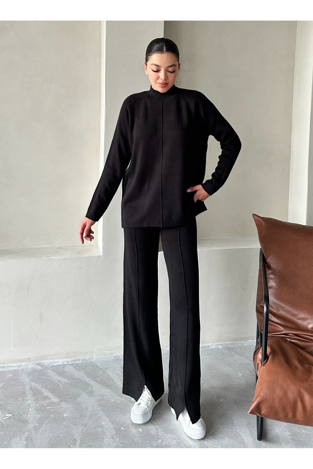 Laluvia Czarny Komplet Spodni Clara Grass Knitwear 4508 Kobieta - Standard
