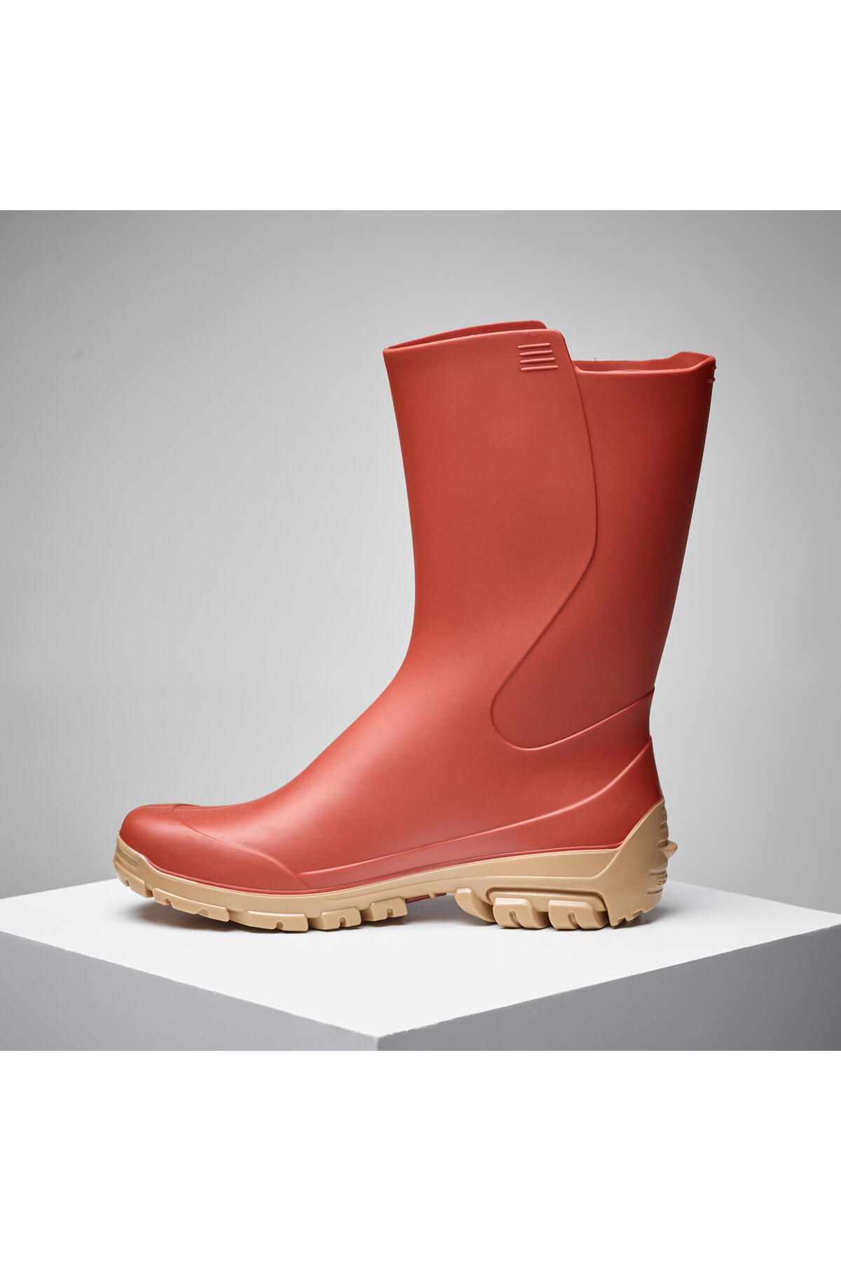 Decathlon-Solognac Women's Orange Short Rain Boots Hunting and Nature Observation 5