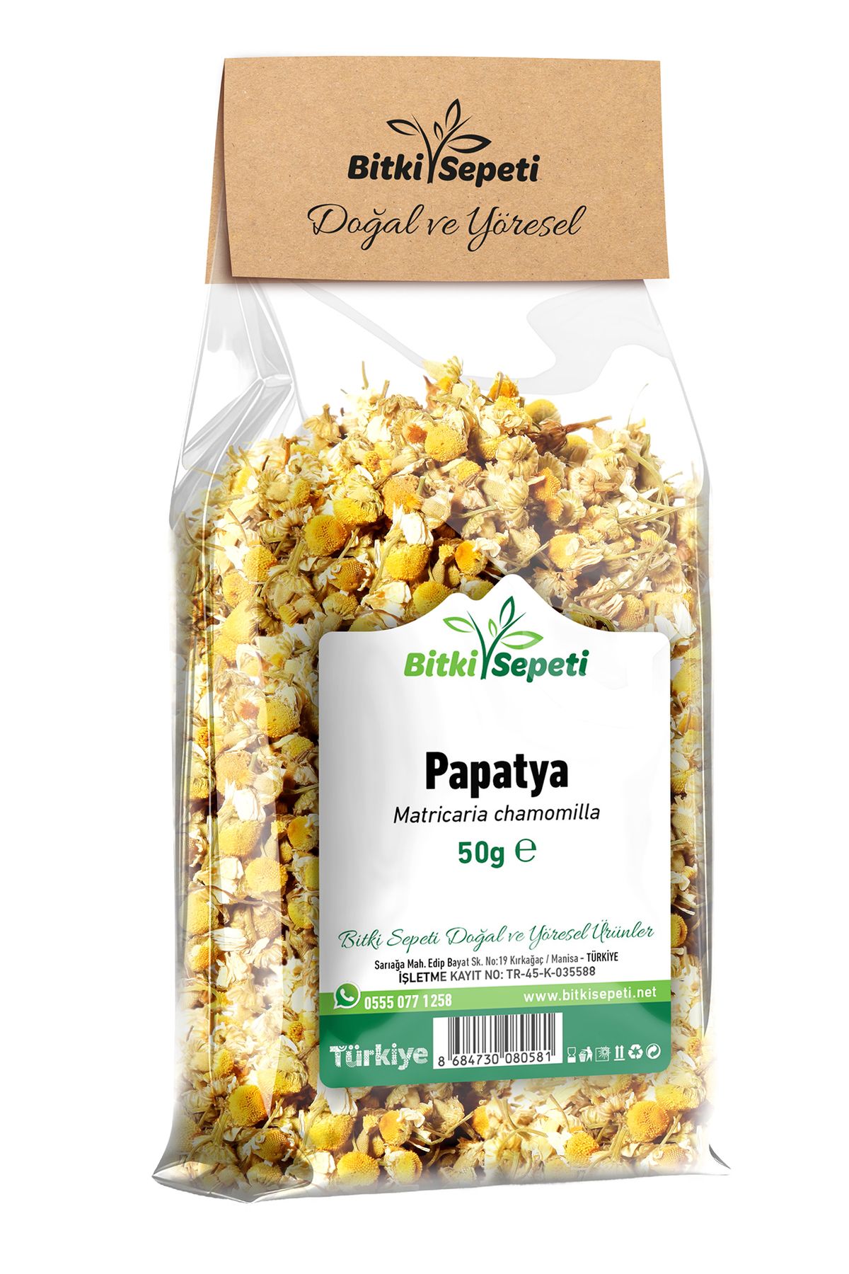 Bitki Sepeti Papatya, Mayıs Papatyası, Chamomile, Matricaria Chamomilla, 50 Gr.