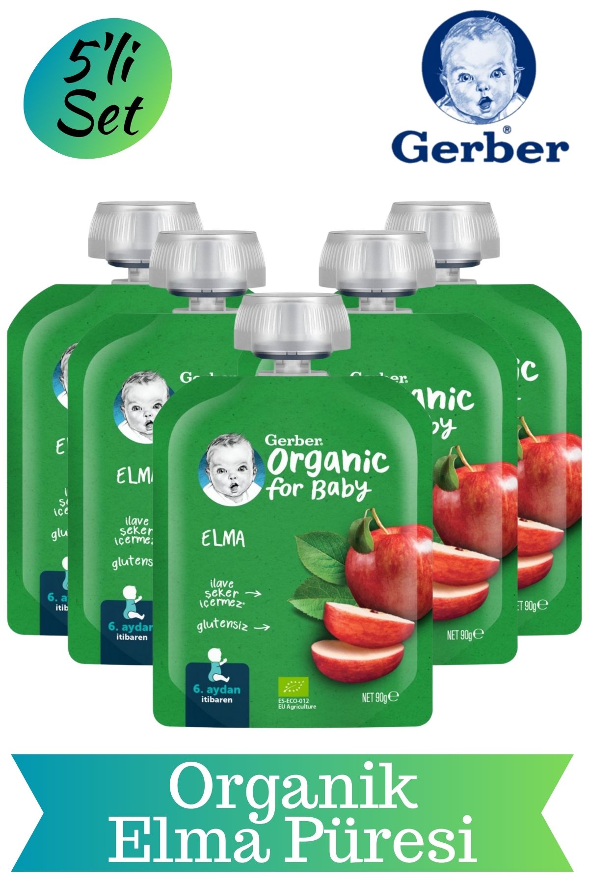 GERBER Organik Elma Püresi 5 Li Set