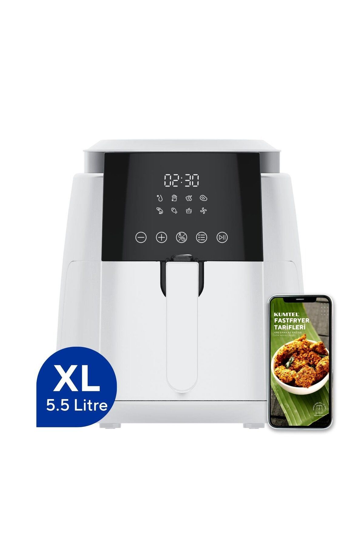 Beyaz XL Digital Fastfryer ( Yağsız Fritöz Airfryer ) HAF-02