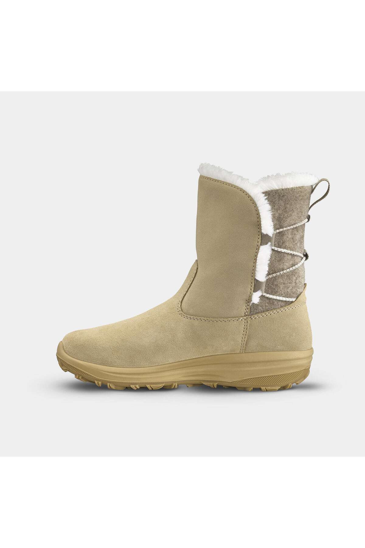Decathlon Kadın Su Geçirmez Outdoor Kar Botu - Bej / Deri - Sh500 görsel 3