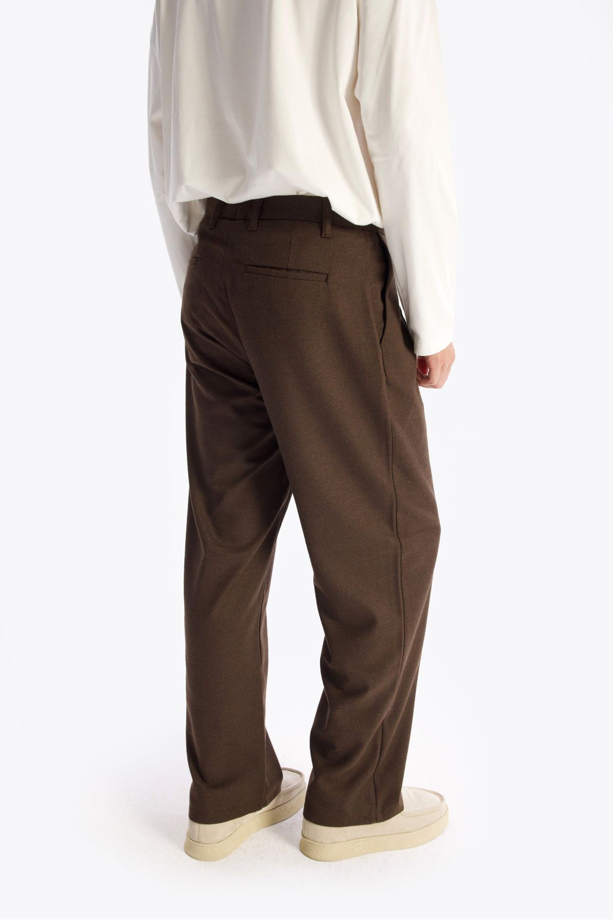 GIESTO-Brown Pleated Wool Trousers 6