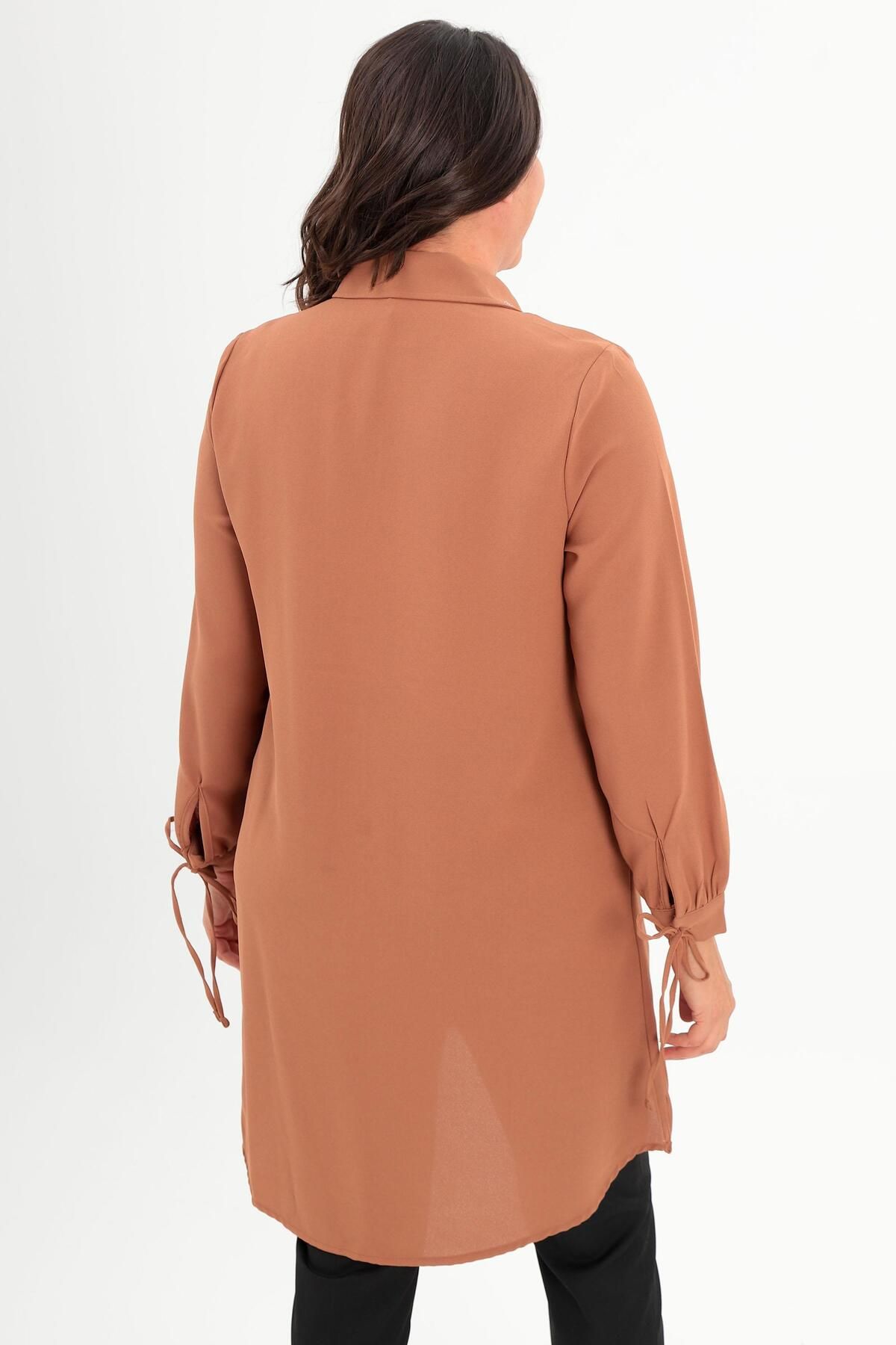 Metpoint-Trend42Plus Plus Size Camel Tunic with Baguette Collar and Stone 5