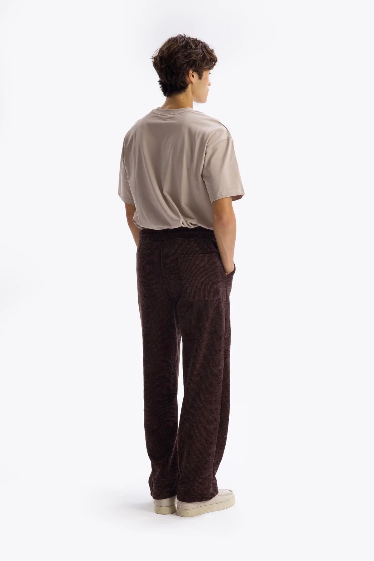 GIESTO-Brown Knitwear Look Trousers 4