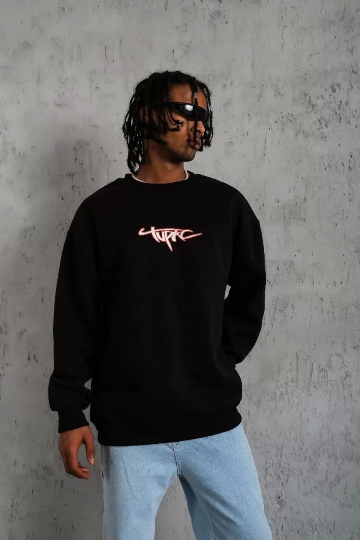 CVS Erkek 3 İplik Gangster Baskılı Sweatshirt - Siyah