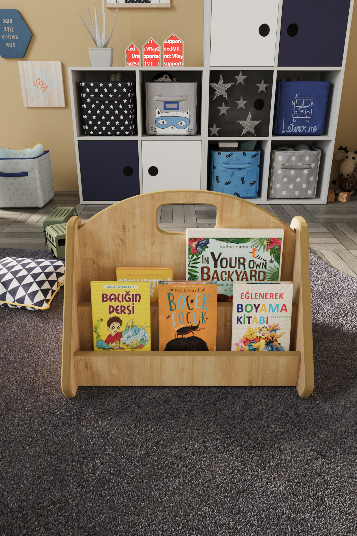 zeo wood design Montessori Mdf Çocuk Kitaplığı - Safir Meşe fotoğrafı 2 (önizleme)