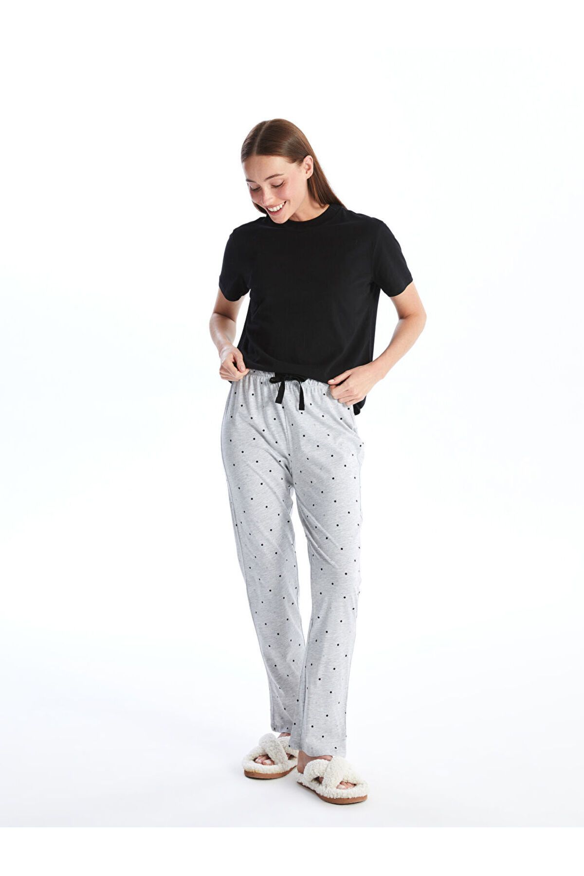 LC Waikiki Yeni Sezon Beli Lastikli Puantiyeli Kadin Pijama Alti - W41416Z8