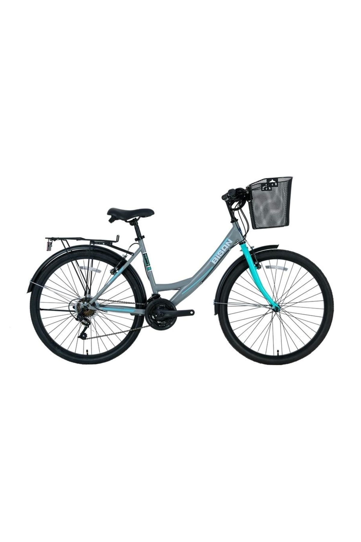 Elioure Kadın Şehir Bisikleti, 24 Jant, 21 Vites, Açık Gri Yeşil, 34cm, V Tipi, Hafif ve Şık