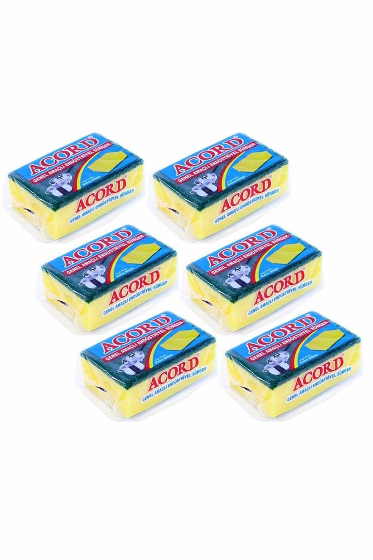 Acord 6 adet Jumbo Boy Endüstriyel Çok Amaçlı Bulaşık Süngeri  13x8x4 cm