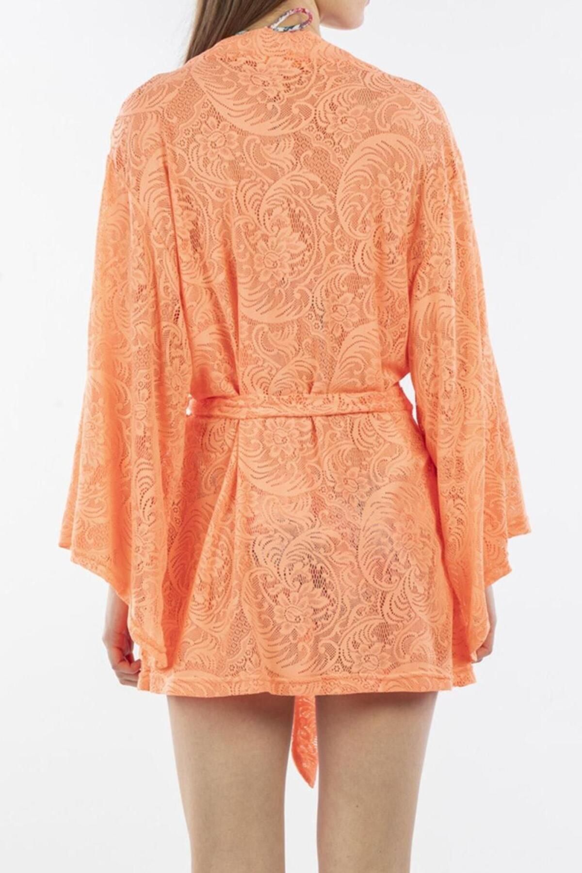 Nicoletta-Women's Pareo Kaftan Dressing Gown Lacy Orange 3