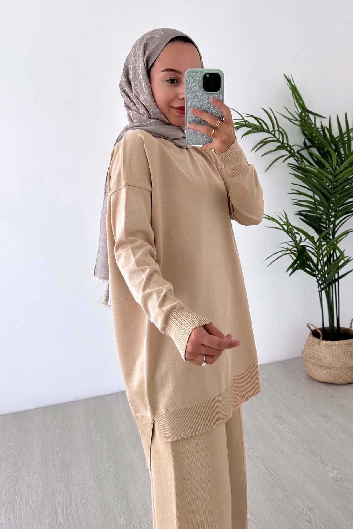 Ka Hijab-طقم حجاب مرسيريزد لامع - قهوة حليبي 4