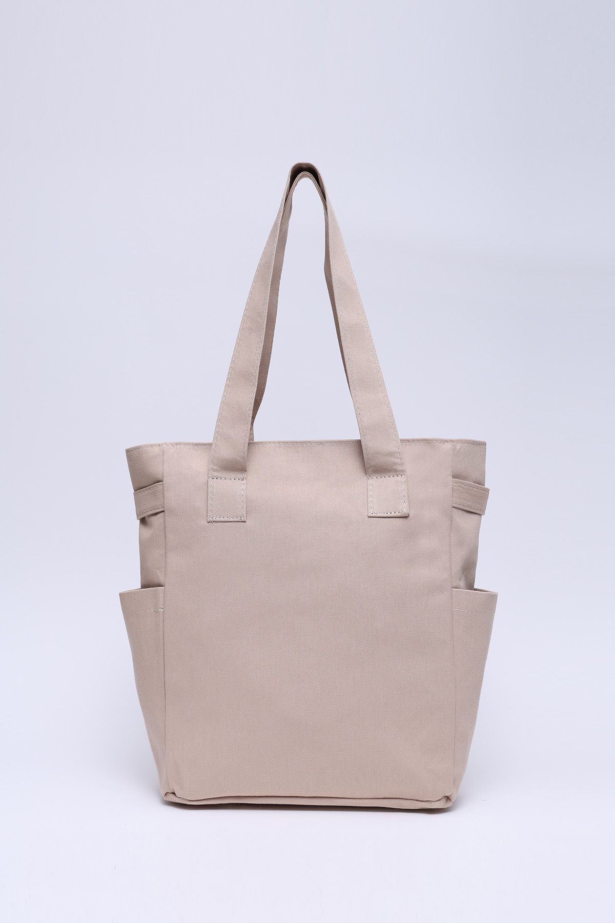 SHAKA-Cream Shk141 Canvas Fabric Four Compartment Lined, Zippered Strap Hand, Arm and Shoulder Bag L:34 E:28 G: 4